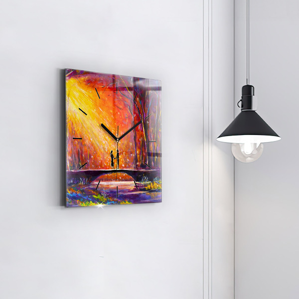 Reloj cuadrado Pareja en el bosque