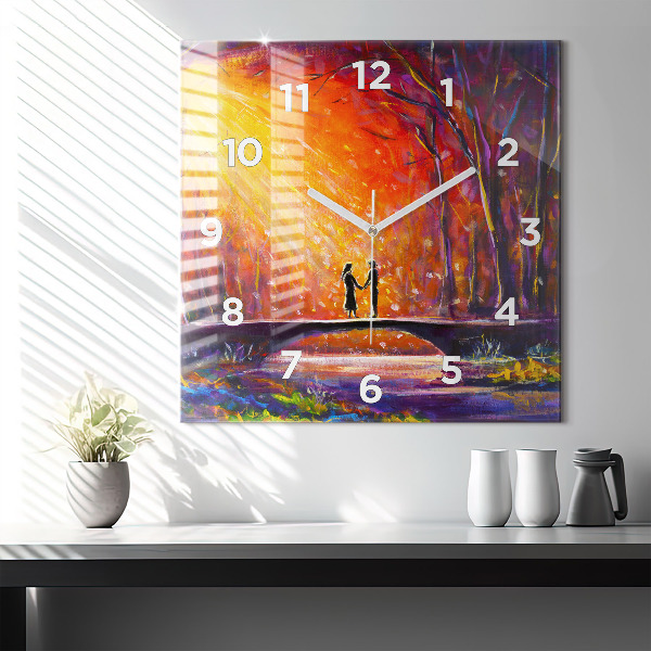 Reloj cuadrado Pareja en el bosque