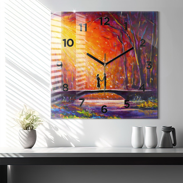 Reloj cuadrado Pareja en el bosque