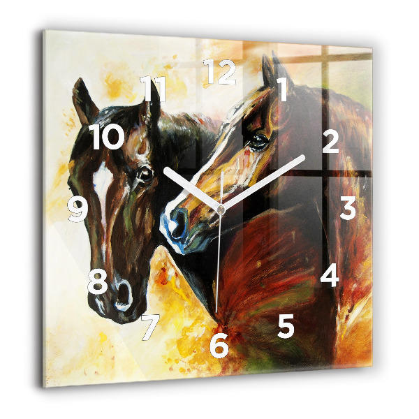 Reloj cuadrado Dos caballos pintados