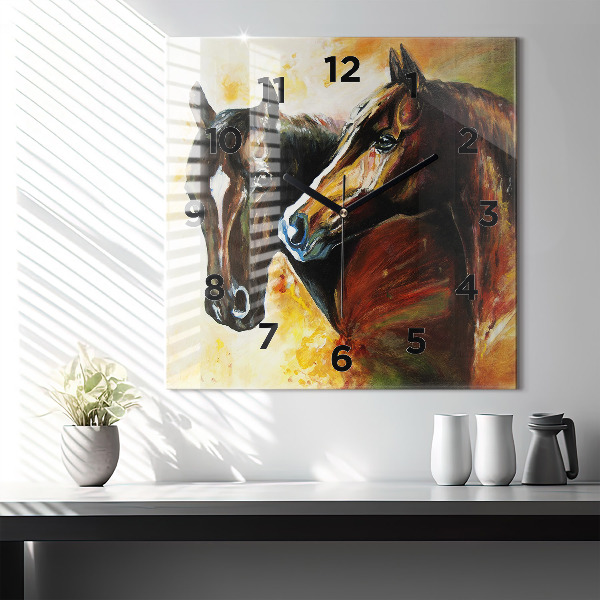 Reloj cuadrado Dos caballos pintados