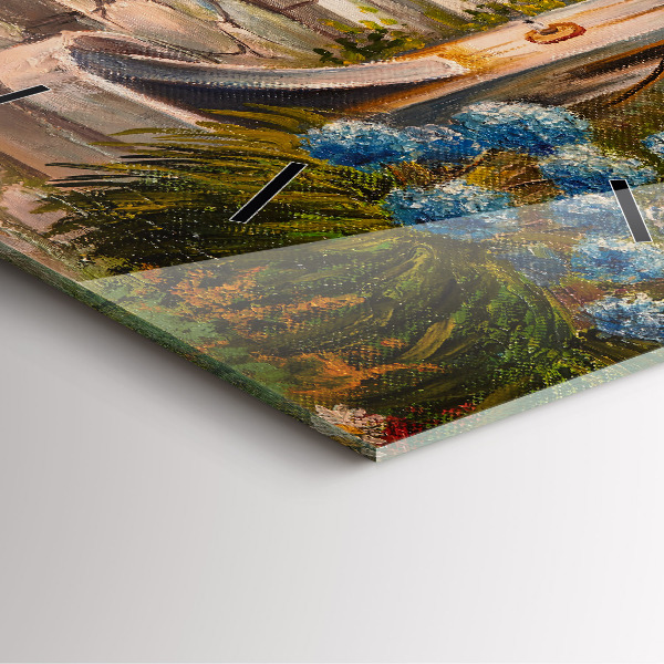 Reloj cuadrado Composición al óleo en un bosque