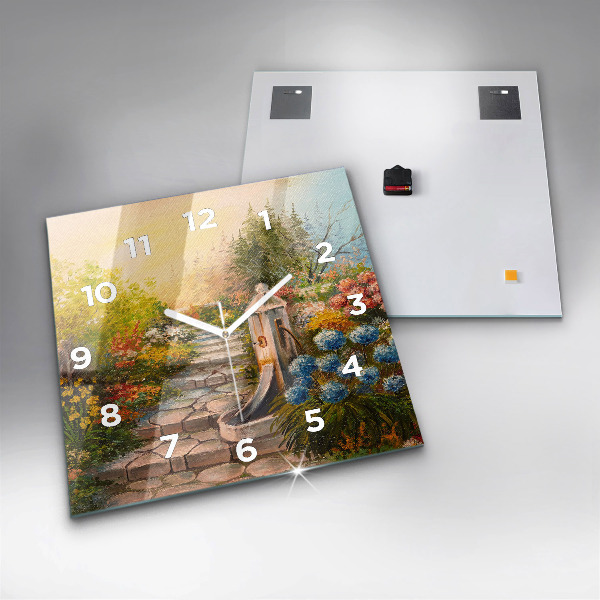 Reloj cuadrado Composición al óleo en un bosque