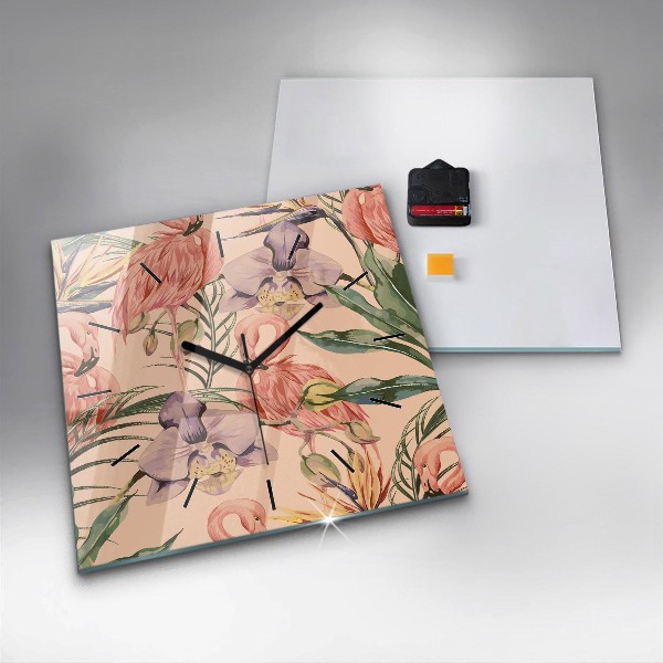 Reloj cuadrado Hojas de palmera tropical