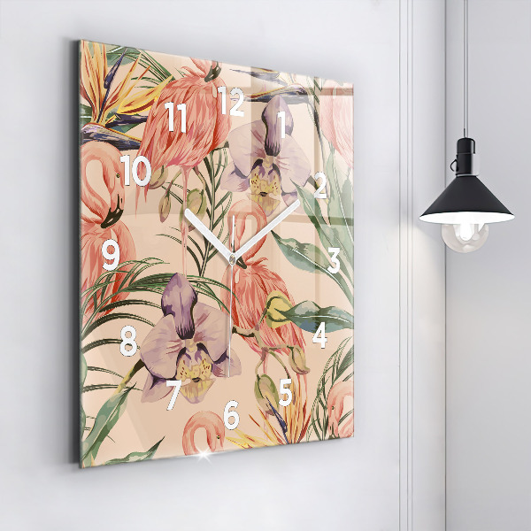 Reloj cuadrado Hojas de palmera tropical