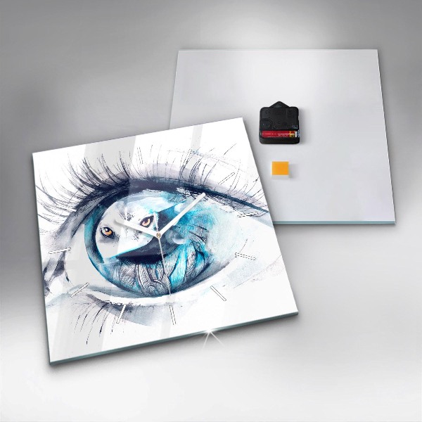 Reloj de pared cuadrado Ilustración de un lobo