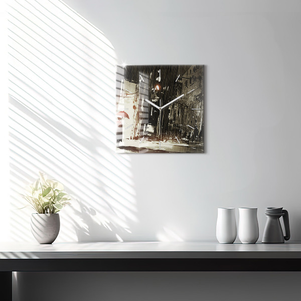 Reloj cuadrado Mujer en una noche lluviosa