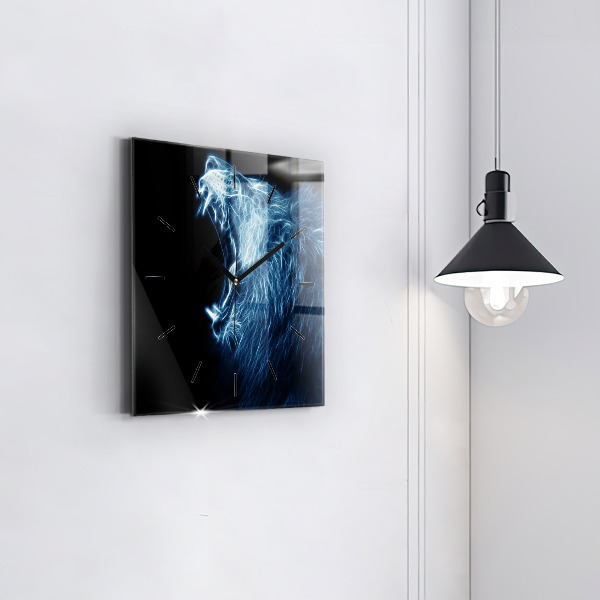 Reloj de pared cuadrado Lenguaje corporal del león salvaje