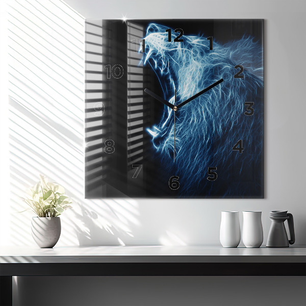 Reloj de pared cuadrado Lenguaje corporal del león salvaje