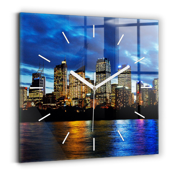 Reloj de pared cuadrado Sydney al atardecer