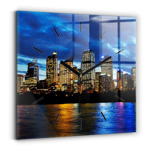 Reloj de pared cuadrado Sydney al atardecer
