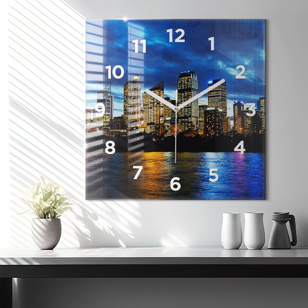 Reloj de pared cuadrado Sydney al atardecer