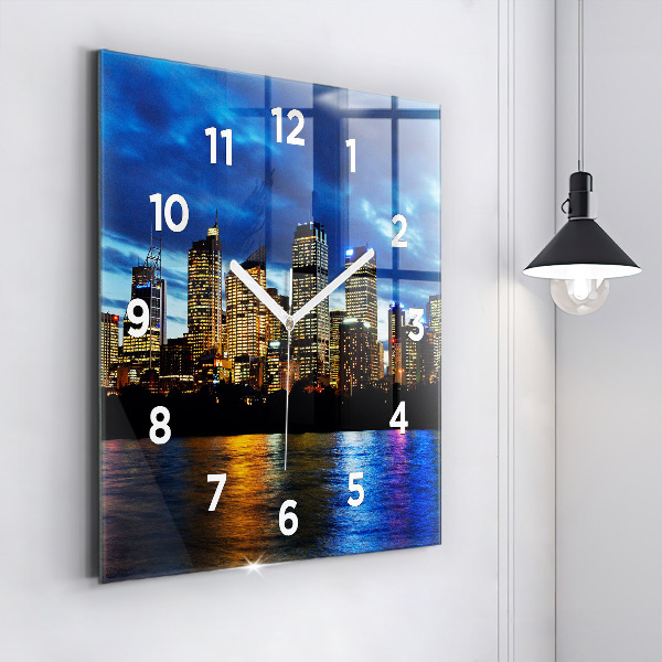 Reloj de pared cuadrado Sydney al atardecer