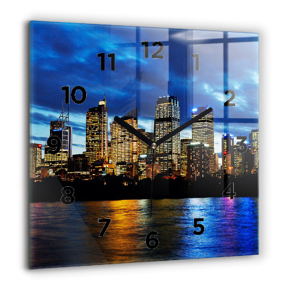 Reloj de pared cuadrado Sydney al atardecer