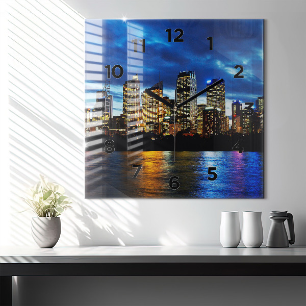 Reloj de pared cuadrado Sydney al atardecer