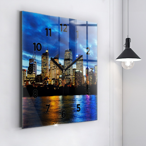 Reloj de pared cuadrado Sydney al atardecer