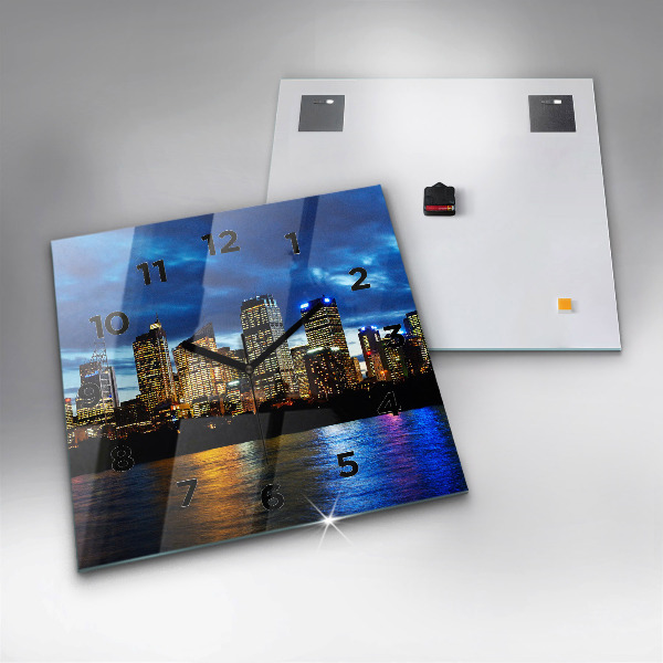 Reloj de pared cuadrado Sydney al atardecer