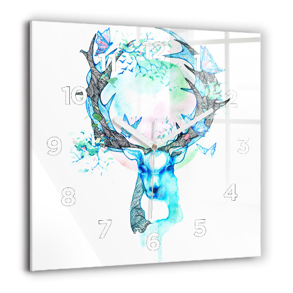 Reloj de pared cuadrado Ilustración de un ciervo