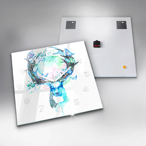 Reloj de pared cuadrado Ilustración de un ciervo