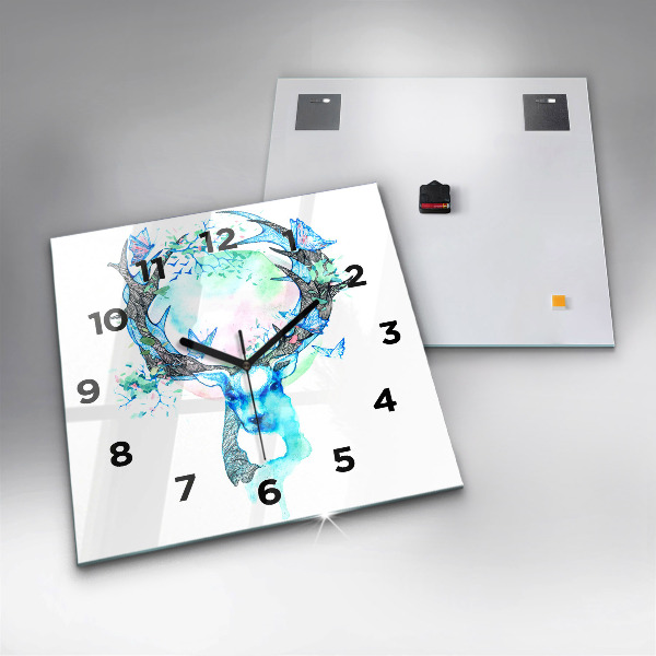 Reloj de pared cuadrado Ilustración de un ciervo