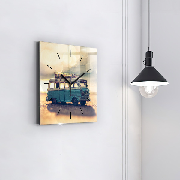 Reloj de pared cuadrado Campista en la playa