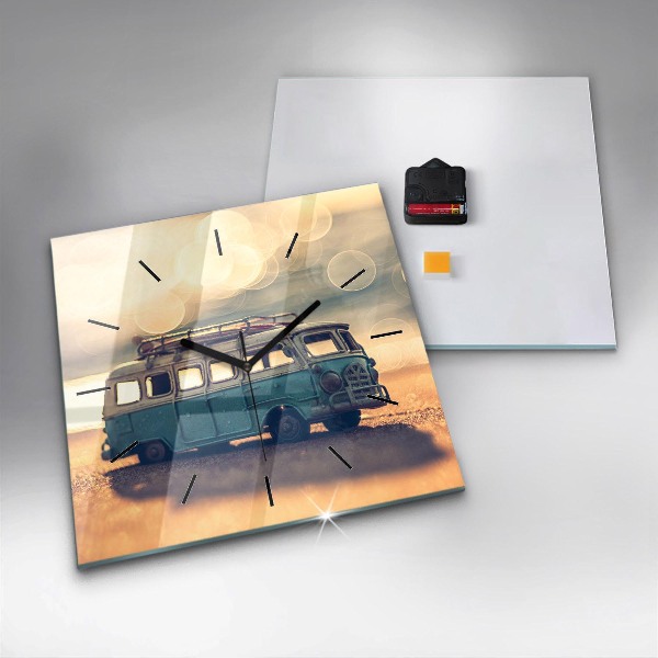 Reloj de pared cuadrado Campista en la playa