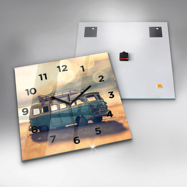 Reloj de pared cuadrado Campista en la playa