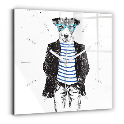 Reloj de pared cuadrado Perro en cuerpo humano