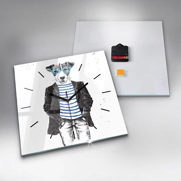 Reloj de pared cuadrado Perro en cuerpo humano