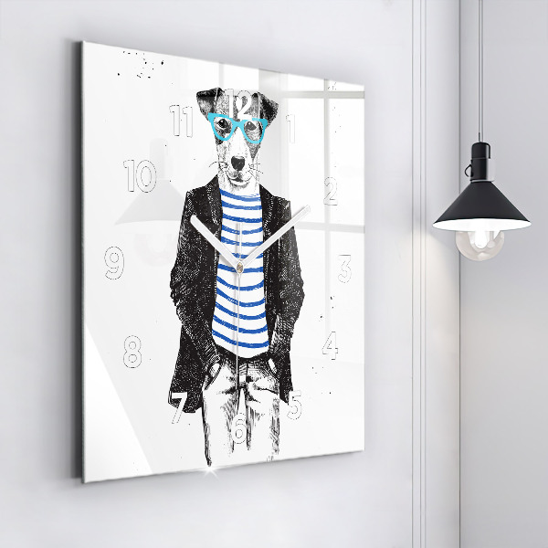 Reloj de pared cuadrado Perro en cuerpo humano