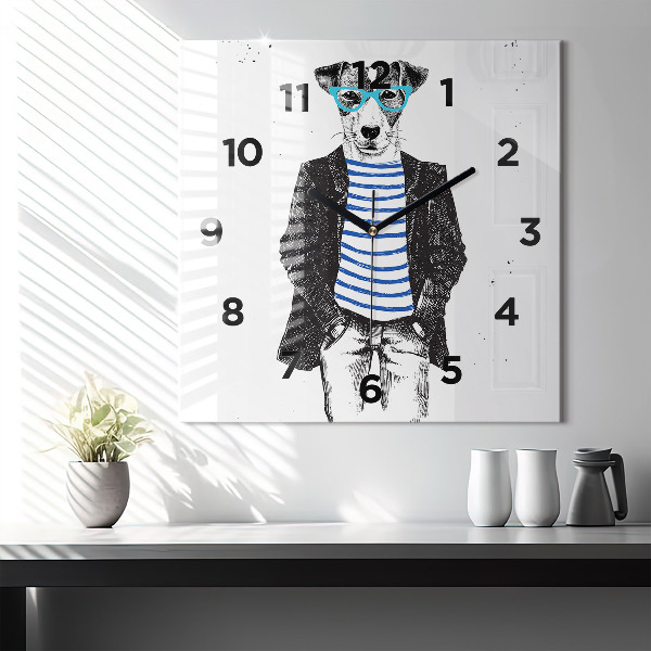 Reloj de pared cuadrado Perro en cuerpo humano