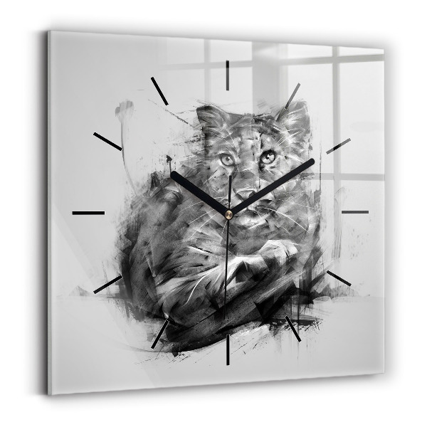 Reloj de pared cuadrado León pintado