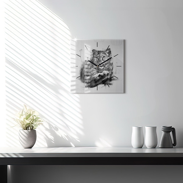 Reloj de pared cuadrado León pintado