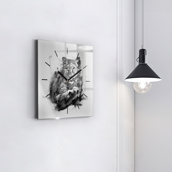Reloj de pared cuadrado León pintado