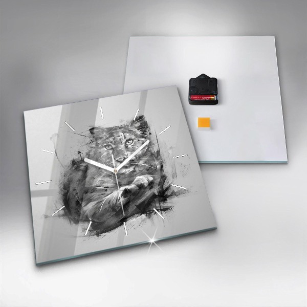 Reloj de pared cuadrado León pintado