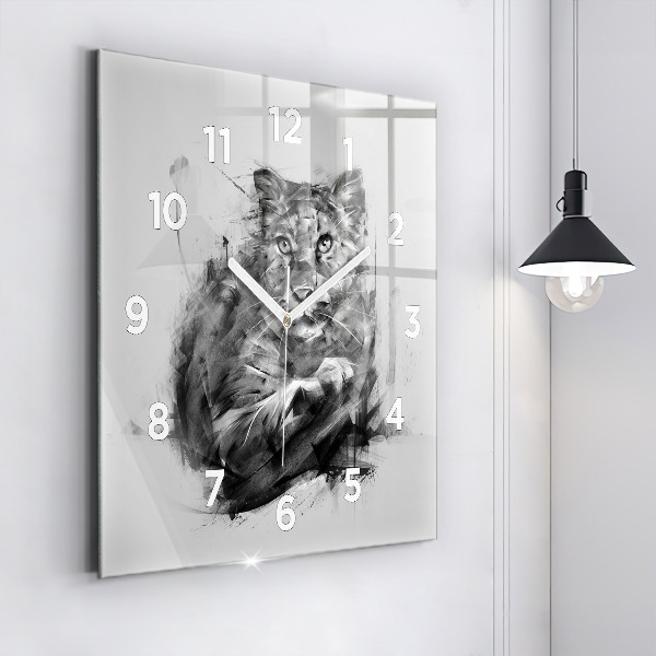 Reloj de pared cuadrado León pintado