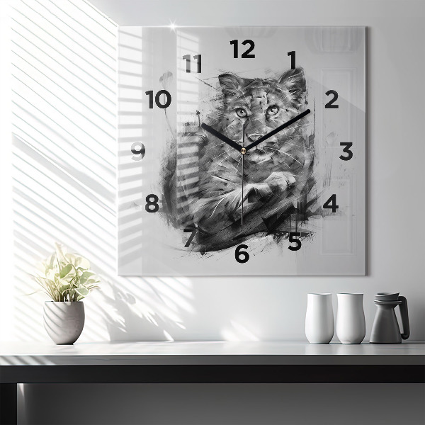 Reloj de pared cuadrado León pintado