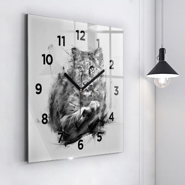 Reloj de pared cuadrado León pintado
