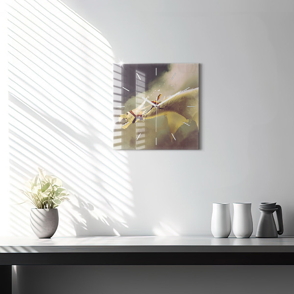 Reloj cuadrado Ilustración de un jinete de dragón