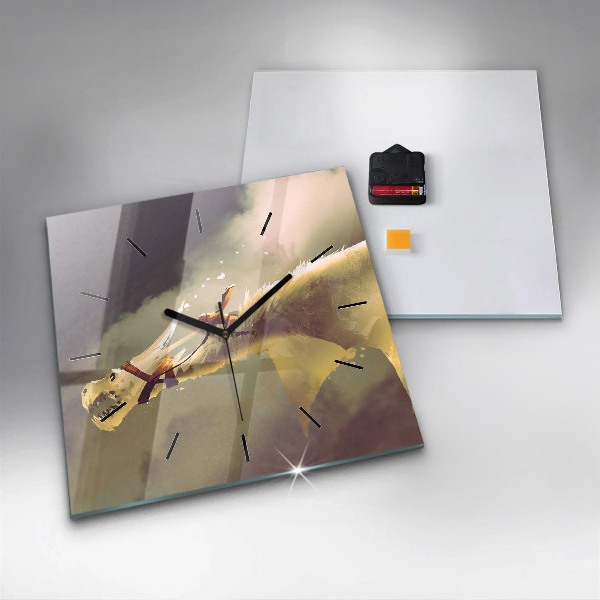 Reloj cuadrado Ilustración de un jinete de dragón