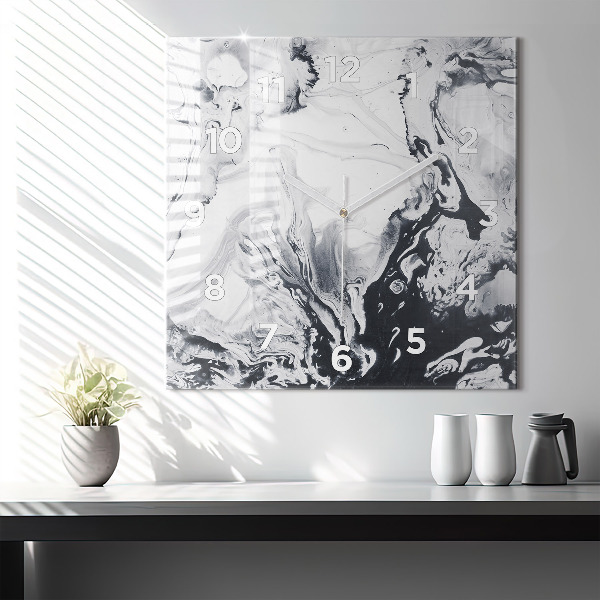 Reloj cuadrado Mármol abstracto de tinta