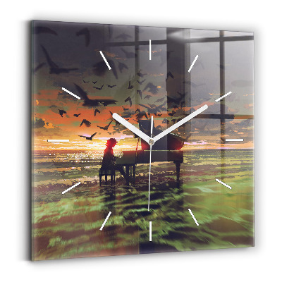 Reloj de pared cuadrado Concierto en la playa