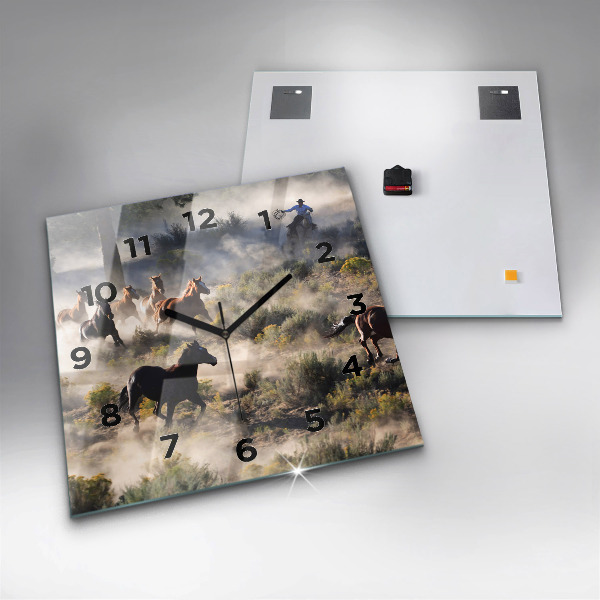 Reloj de pared cuadrado Manada de caballos a toda velocidad