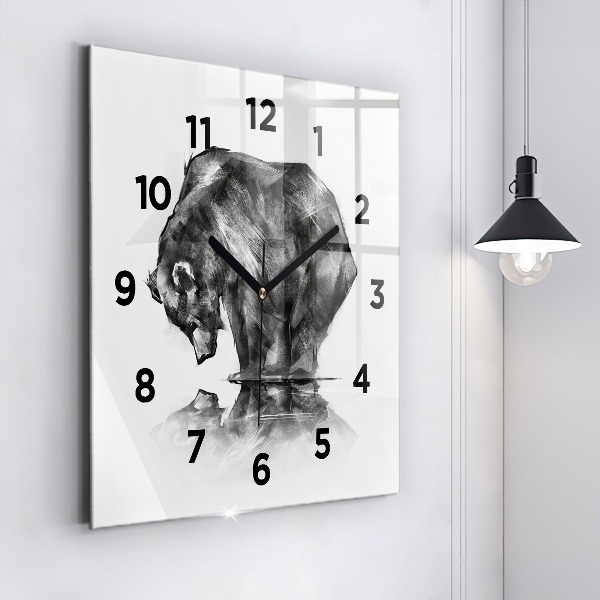 Reloj de pared cuadrado Dibujo oso