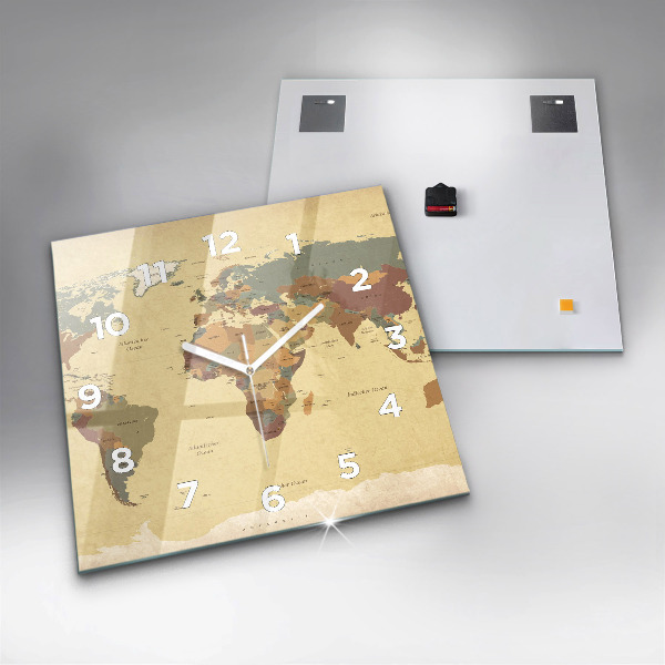 Reloj cuadrado Mapamundi estilo vintage