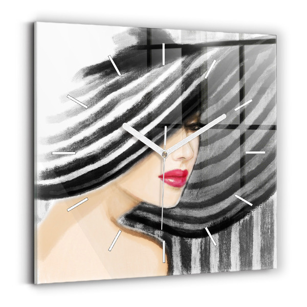 Reloj de pared cuadrado Mujer en blanco y negro