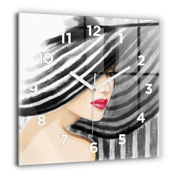 Reloj de pared cuadrado Mujer en blanco y negro