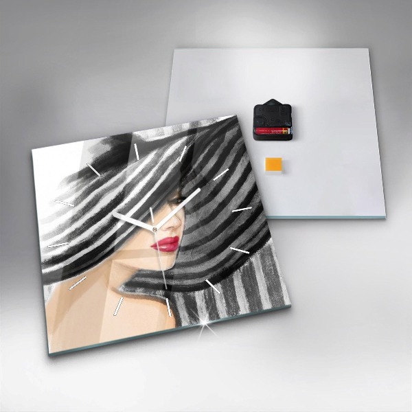 Reloj de pared cuadrado Mujer en blanco y negro