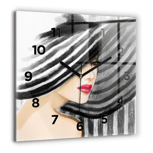 Reloj de pared cuadrado Mujer en blanco y negro