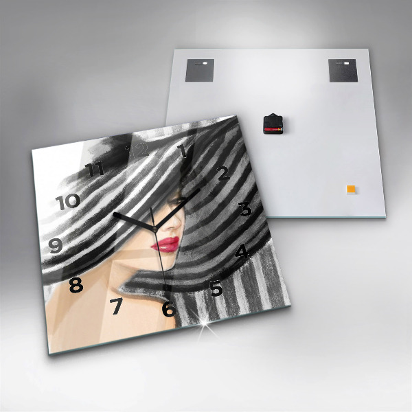 Reloj de pared cuadrado Mujer en blanco y negro